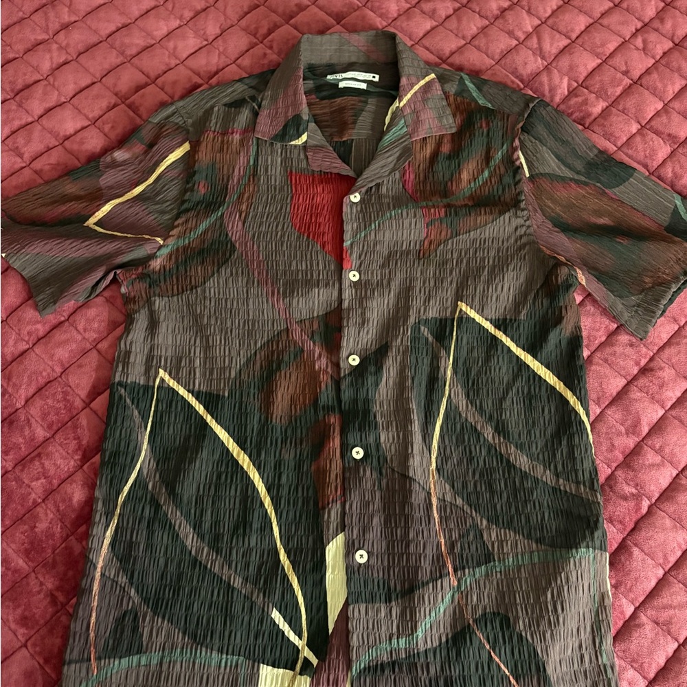 Zara Textured Shirt with Earthy Tones